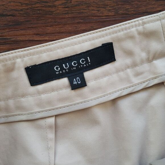 NWT GUCCI Beige Chic Edgy Feminine Workcore Retro Y2K Cotton Dress Pants Size 40 - Picture 2 of 9